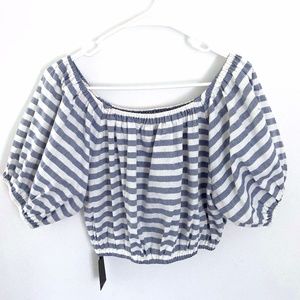 Striped Peasant Crop Top